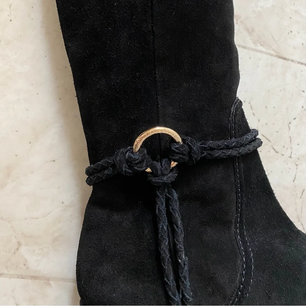 $950 NWOT Ulla Johnson Alps Black Over-the-Knee Suede Riding Tall Boots Size 9.5